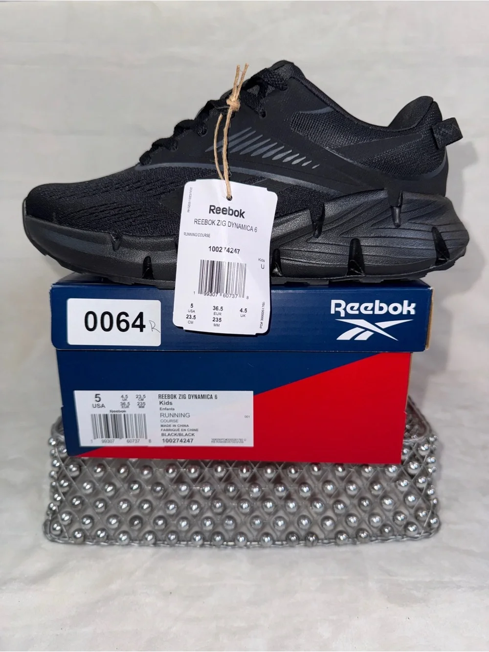 Reebok Zig Dynamica 6 Kids Black Running Shoes Sz 5Y/6.5W 100274247